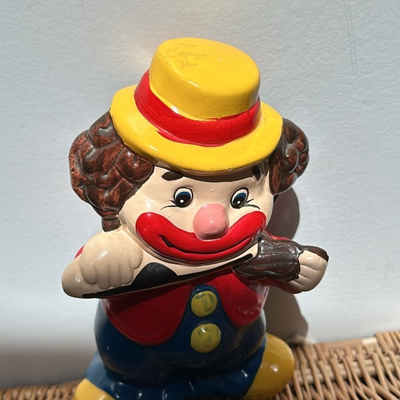 Vintage Happy Clown Playing Violin Saving Coin Piggy Bank - Picture 3 of 11